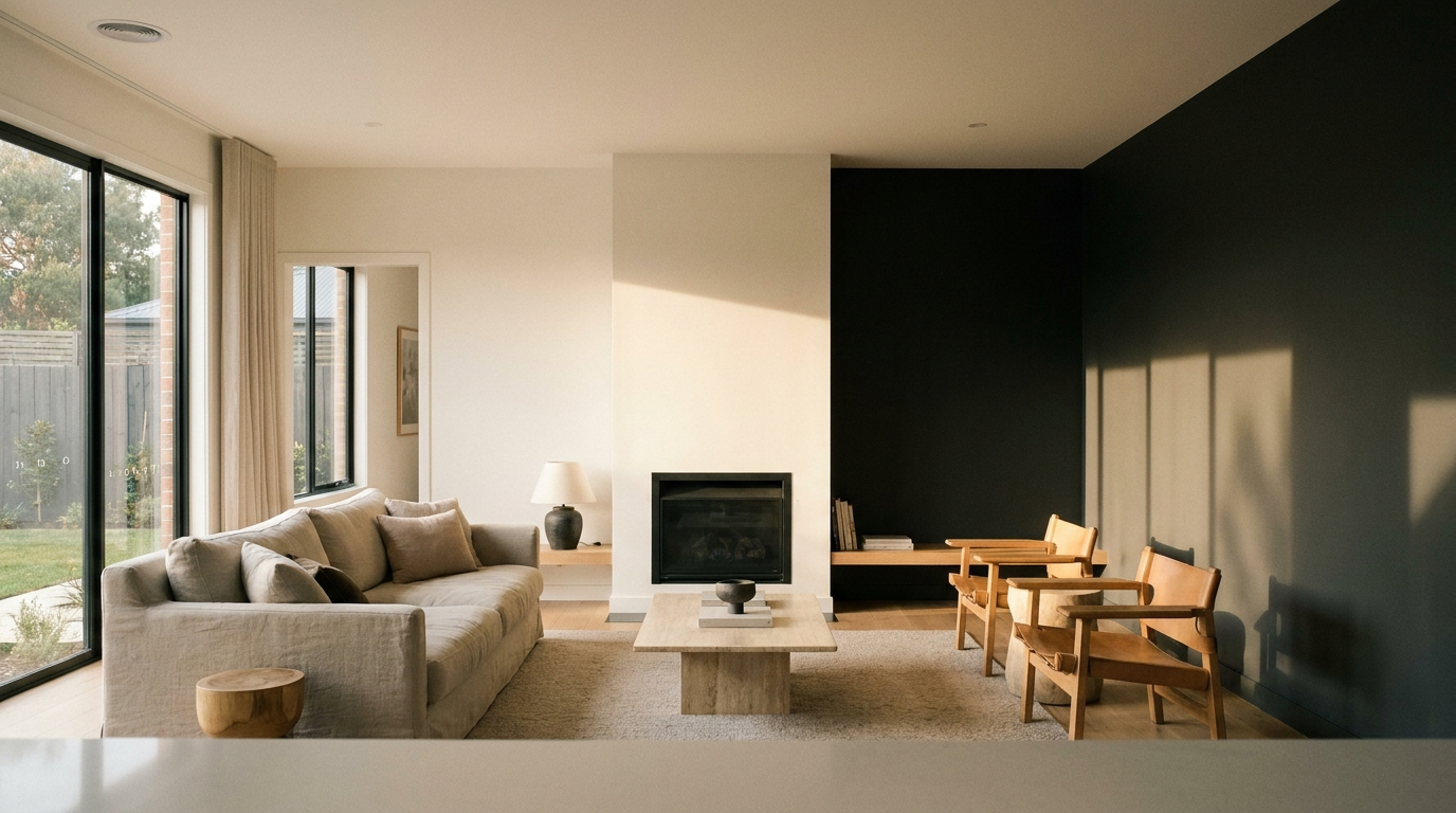 A light-filled, freshly painted living room by True Colours Painting in Coffs Harbour