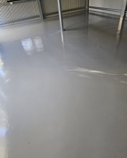 A smooth, freshly coated garage floor