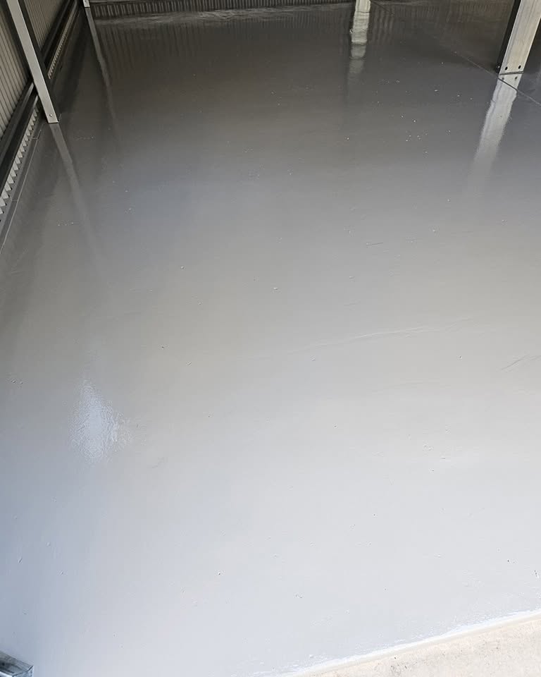 A glossy, freshly coated floor